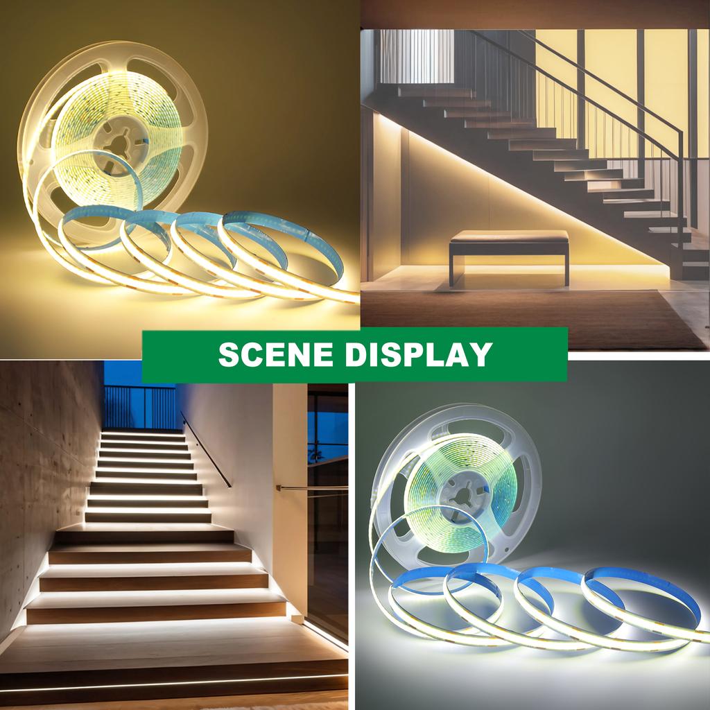 Smart WiFi Bluetooth COB LED Strip Light 5V USB Dimmable 3000K 4000K 6000K White Cabinet Lighting With Remote Control