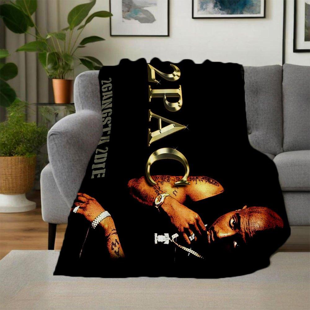 "2PAC Legend Gold Foil Poster Print"Blanket Flannel Throw Blanket for Sofa, Bed, Travel, Camping, Office, Couch, Chair, And Bed Gift for Chr
