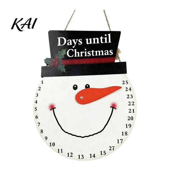 Holiday Interactive Countdown Christmas Calendar, Reusable Days Until Door Hanging Sign, Tree Date Tracker Vintage Round Wreath Hanger for Wall Decor