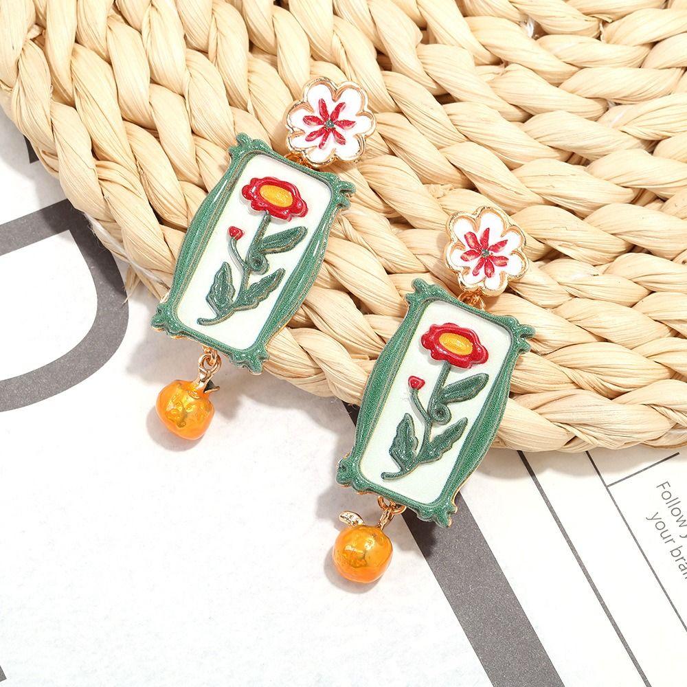 Charm Metal Geometric Stud Earrings Painting Bohemian Dangle Earring Gift