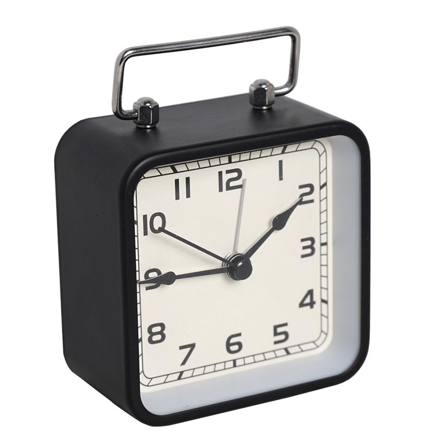 1PC Metal Square Small Alarm Clock Desktop Silent Clock Student Bed Sleep Luminous Quartz Table Clock.