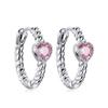 New Sterling Earrings Love Pink Zircon Earrings for Women Fashion Jewelry Gifts