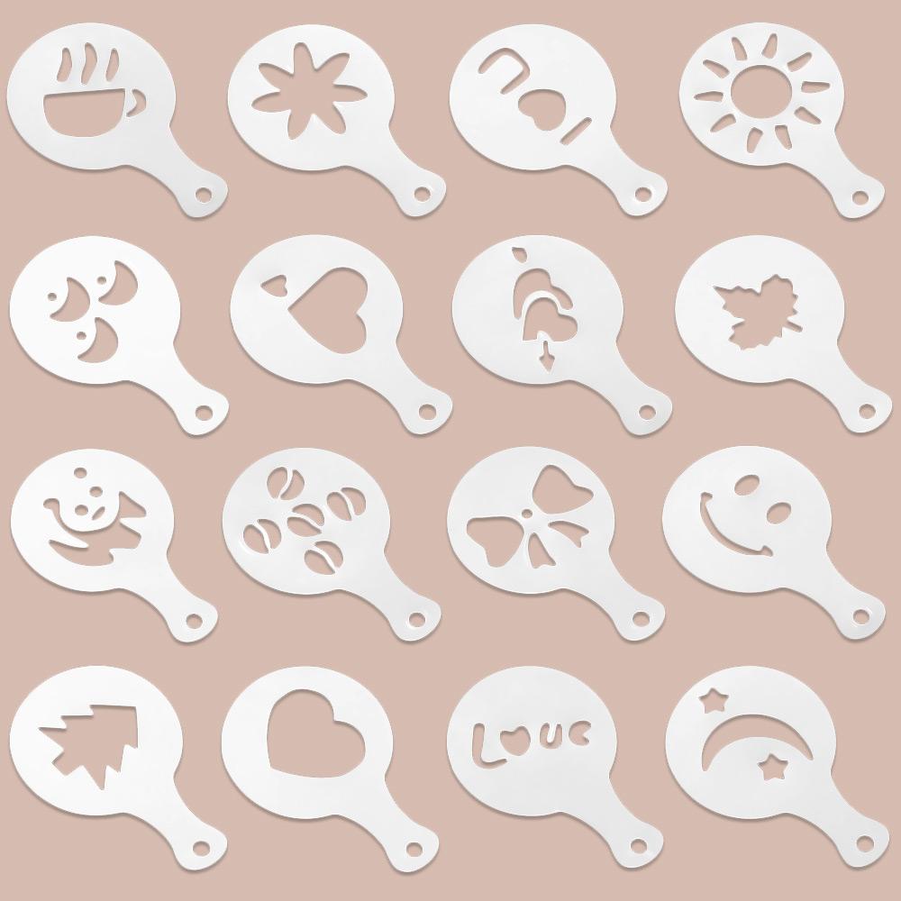 16pcs Funny Mold Latte Cappuccino Foam Tool Decorating Coffee Art Stencils