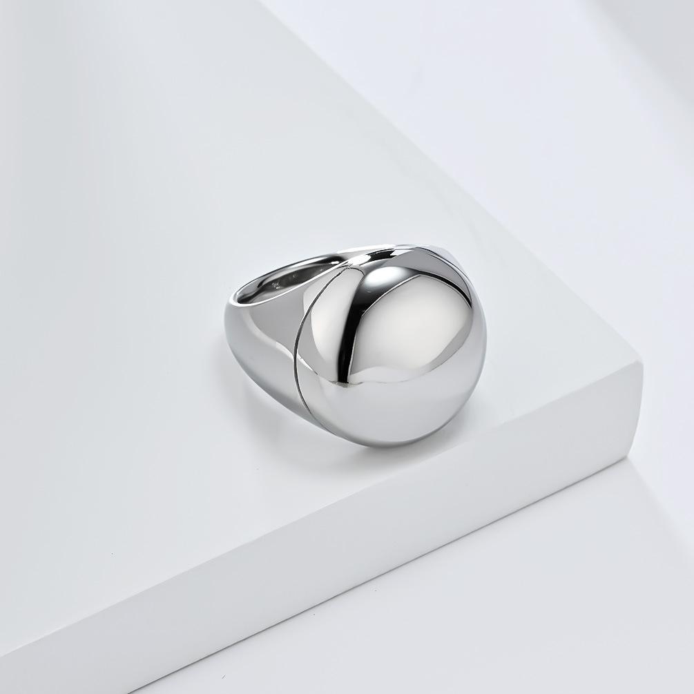 Curved High Polished Mirror Big Ring Stainless Steel High Quality Women 18K Gold Not Fading Ring for Engagement