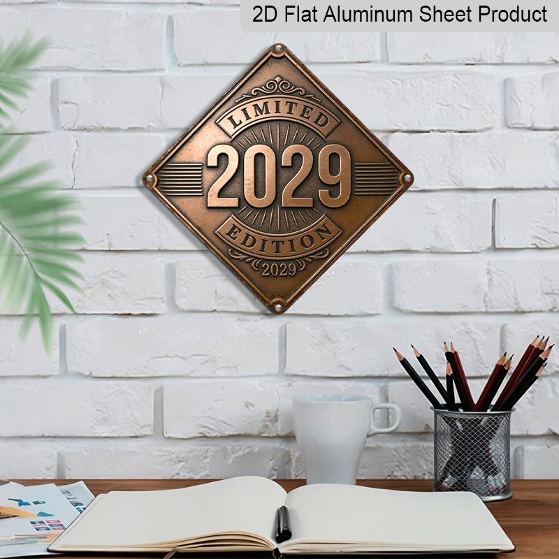 2D Flat, 1pc Vintage 2029 Limited Edition Commemorative Aluminum Sign - Wall-Mounted Retro Metal Plaque Suitable for Office, Conference Room
