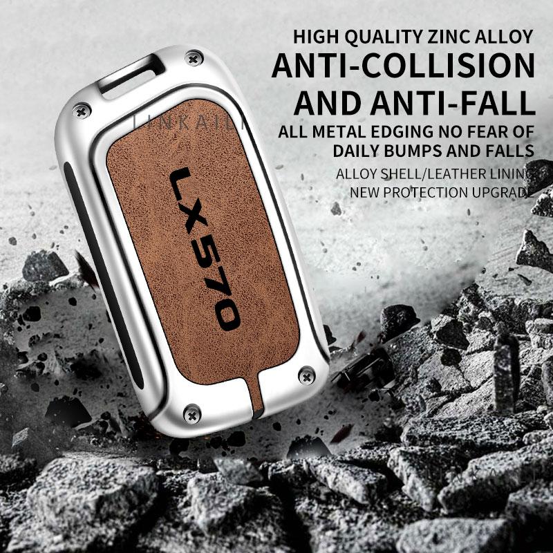 Suitable for Lexus LX570 2017 2016 zinc alloy high-grade leather car key bag SUV off-road car key bag accessories