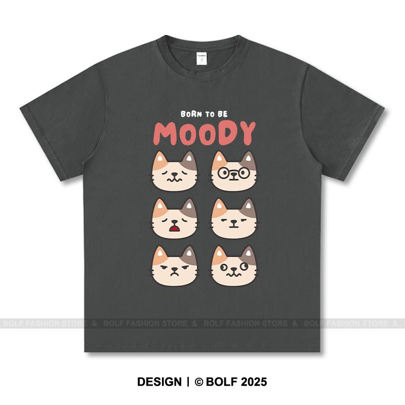 Женская футболка с принтом Born To Be Moody, 100% хлопок, свободные футболки с саркастическим принтом для мужчин, летние топы, уличная одежда в стиле эмо