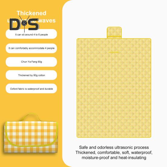 Плед для пикника с толстым хлопковым наполнителем, водонепроницаемый, легко моется, многоцелевой пляжный коврик, складной коврик для пикника с ручкой