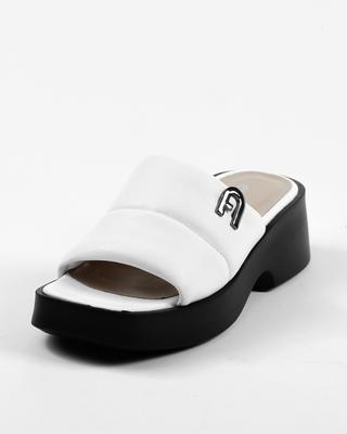 Шлепанцы на толстой подошве 6811320 36 Белые кожа