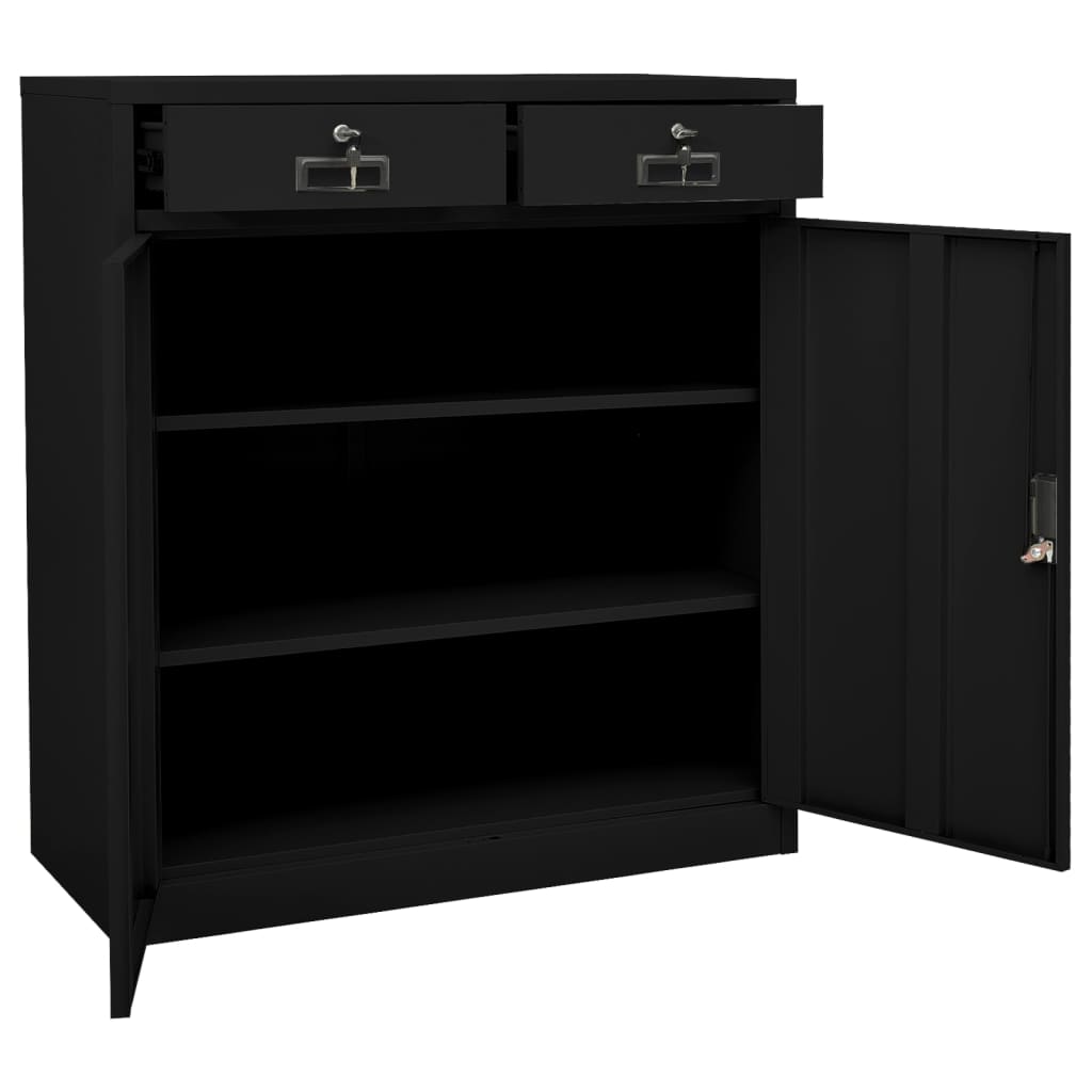 vidaXL Büroschrank Schwarz 90x40x102 cm Stahl