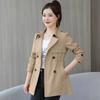 Short Coat Windbreaker Women's Spring Autumn Trench Coat Korean Short Ladies Solid Coat Women Double Breasted Outerwear Plus Size