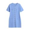 Kaslead New Arrival Women's Clothing Fashion Style Fashion Solid Color Buttons Knitting Short Sleeve Dress 3471011