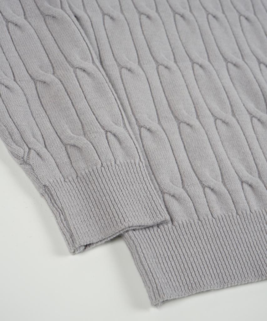 BIRBANTE Soft Washable Cable Round Knit - Heather Grey
