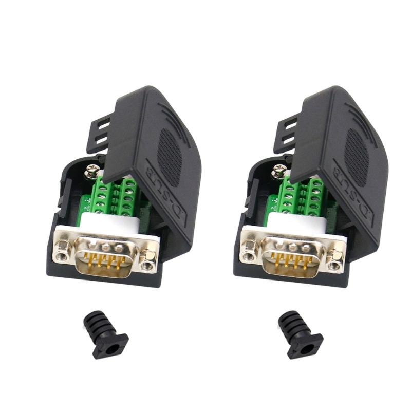 2pcs DB9pin Serial Port Terminal Adapters 9Pin Male and Female Solderless Industrial Contacts Connectors
