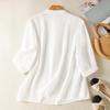 DIMANAF 2025 Летняя хлопковая футболка больших размеров Женская с круглым вырезом, коротким рукавом, свободная, топы на пуговицах, новые футболки