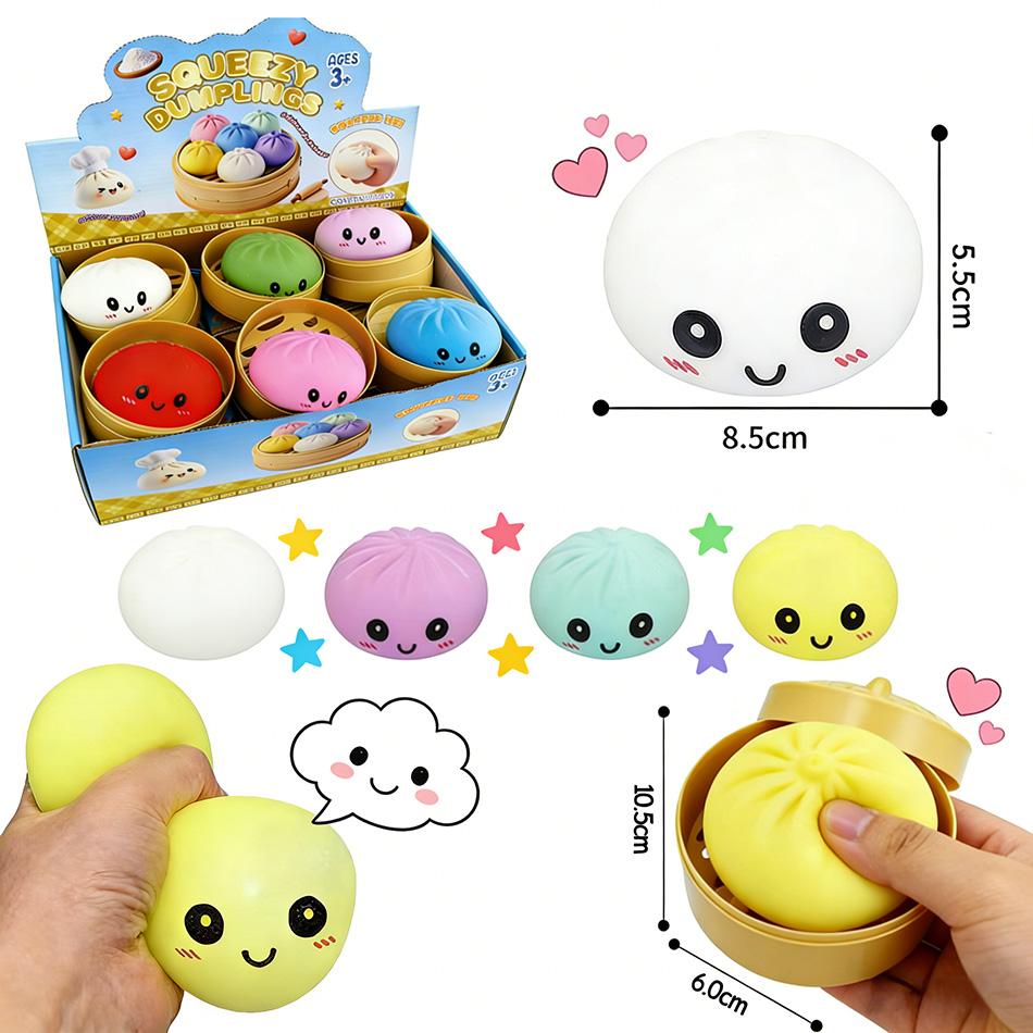 New Arrival Rainbow Color Dumplings Squishy Blind Box with Steamer Soft Slow Rising Stress Relief Toy
