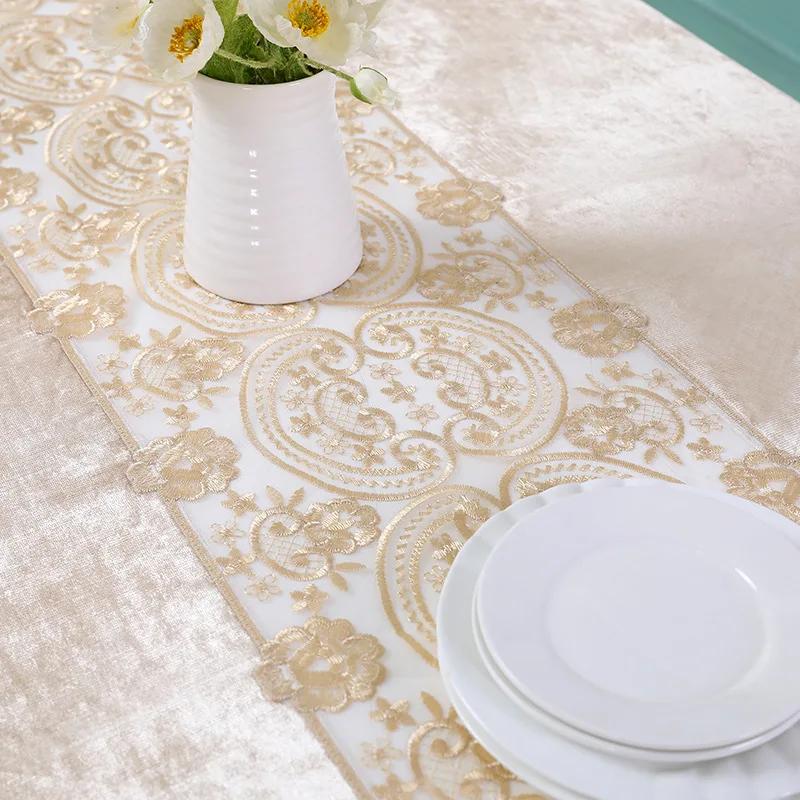 Бархатная 3D скатерть с полыми кружевными краями, водонепроницаемая, маслостойкая, пылезащитная, настольный коврик, домашний обеденный стол, кофейная столешница