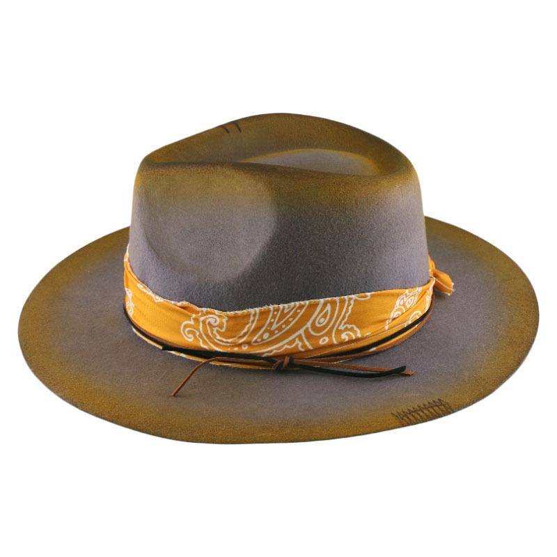 Hot Sale Pork Pie Top Hat Woolen Hat Ringed British Men's Ladies Jazz Hat