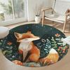 Fox Round Carpet Suitable for Balcony Bedrooms Study room Kitchen Anti-slip Round Rug Decorate Offices Perfect Gift for Friends Family