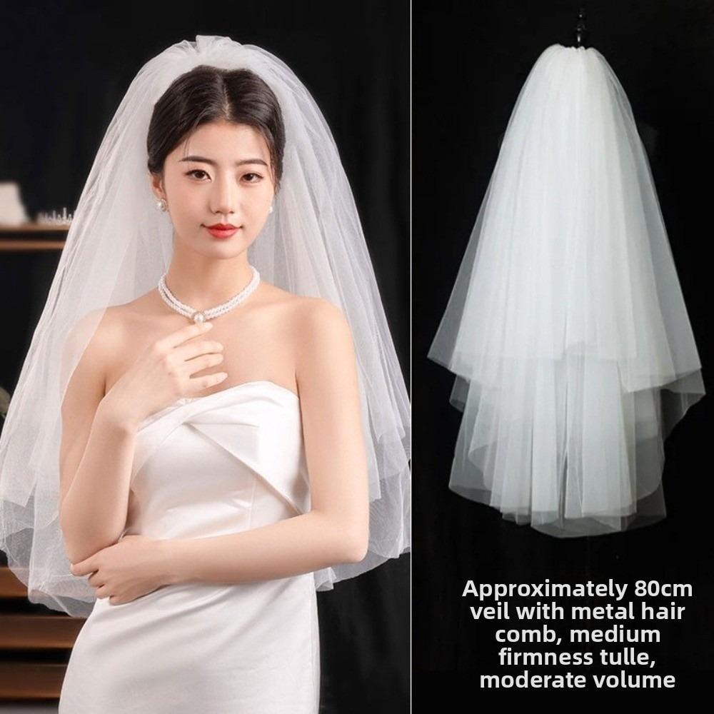 Bow Wedding Veil Pearl Accessories Women's Tulle New Bridal Veil Bridal Photoshoot