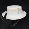 Milk White Wool Gold Flower Pin Chain Lady Fedoras Cap Women Panamjazz Hat