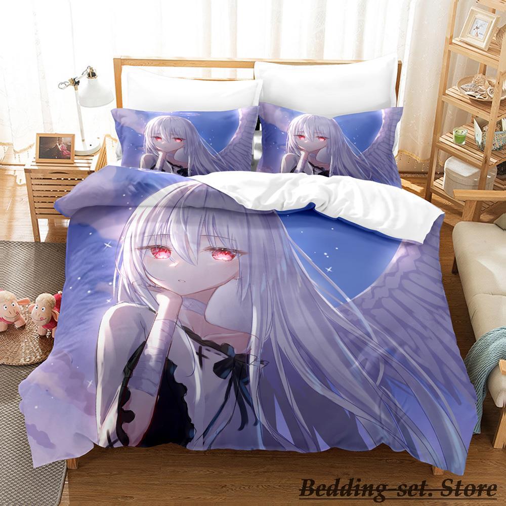 Angel Girl Bedding Set Single Twin Full Queen King Size Bed Set Adult Kid Bedroom Duvetcover Sets Anime Parure De Lit Bed