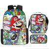Large Capacity Backpack Set Super Mario Graphic Kids Backpack School Bag 3-Piece Set for Children