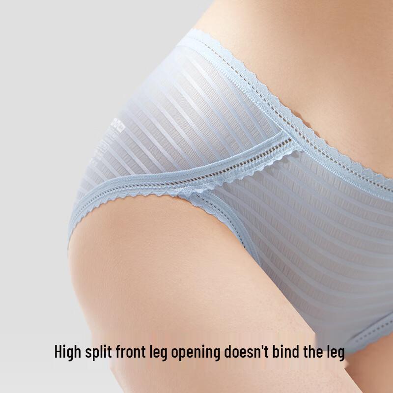 Bananain 313A Women's Breathable Lace Seersucker Mid-Waist Briefs (3 Pack)