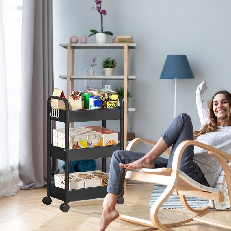 Household Multi-layer Small Cart Storage Rack Floor To Floor Kitchen Bedroom Bathroom Storage Rack With Wheels Rolling Cart