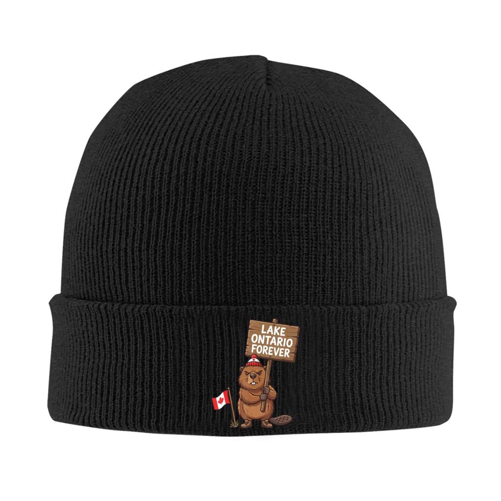 New Lake Ontario Forever Animals Flag Funny Hats Autumn Winter Beanies Warm Cap Unisex Acrylic Bonnet
