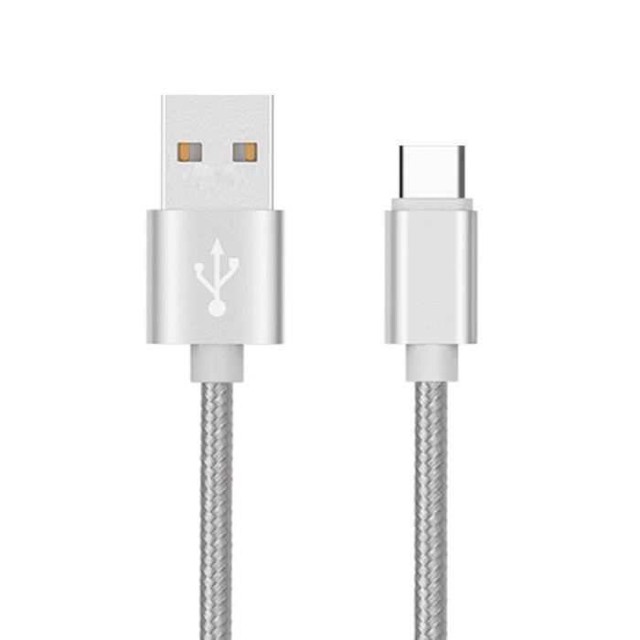 Câble Type C - OEM - Lenovo Z2 Plus - 1m - Réversible - Nylon - Argent