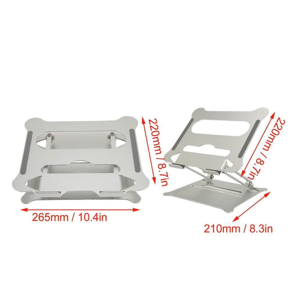 Laptop Stand Heat Dissipation Adjustable Angle Portable Silver Laptop Riser Aluminum Alloy for Desktop