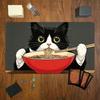 Cartoon Cute Tuxedo Cat Eating Noodles Mouse Pad Playmat 24x14 Mtg Tcg Office Desk Mat For Work Game Pc Laptop Carpet Mousepad