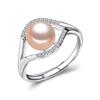 Natural Freshwater Pearl Rings Women Fashion Luxury Cubic Zirconia Adjustable Ring Jewelry