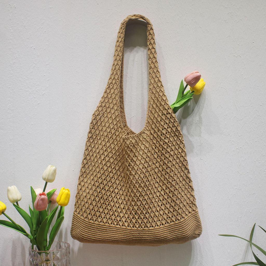 Легкие и эстетичные женские летние вязаные крючком сумки-тоут — идеально подходят для пляжа, шопинга и вечеринок