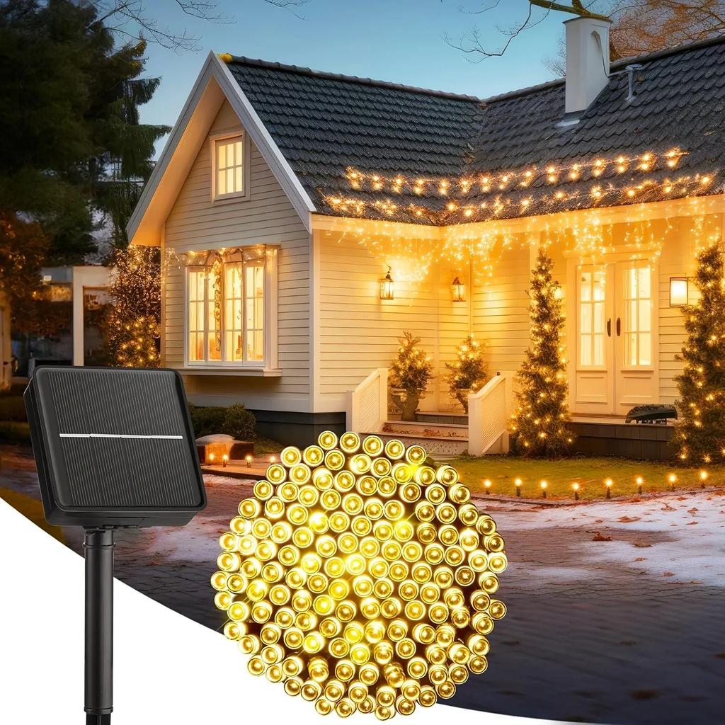 Outdoor Solar String Lights 50/100 LEDs Twinkle Lights with 8 Modes Waterproof Fairy Lights for Christmas Wedding Garden Decor