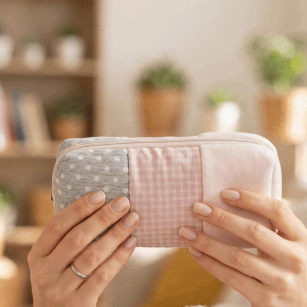 Plaid Pattern Pencil Case Polka Dot Patchwork Pencil Case Japanese Style Pen Bag Office Use
