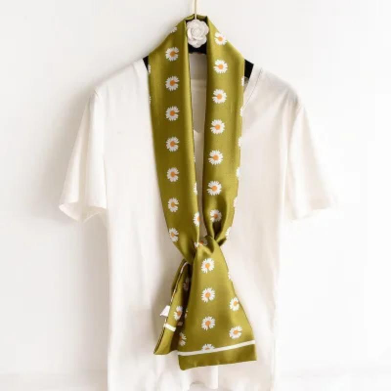 Хиджаб Натуральный Длинный Шелк Женский Принт Элегантные Шейные Платки Лента для Волос Головная Повязка Завязка Украшение Ручки Сумки Фуляр Воротник Косынка