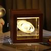 Ночной светильник 3D Galaxy Crystal Cube с деревянной основой - настольное украшение с подсветкой, идеальный подарок на день рождения