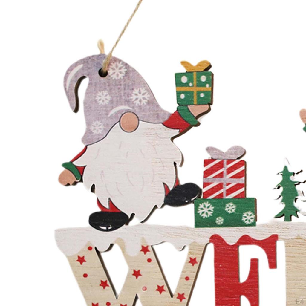 Wooden Christmas Hanging Ornament with Bells, Sign, Door Sign for Porch, Housewarming,