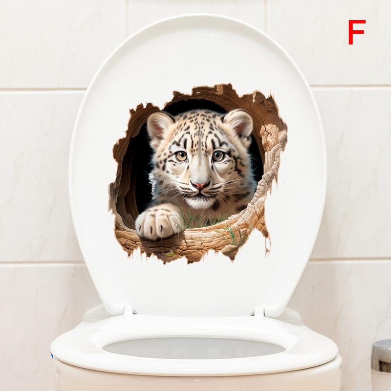 Интересные наклейки для унитаза с животными, самоклеящиеся водостойкие наклейки на крышку унитаза с совой, медведем и кроликом для ванной комнаты, декор для туалета