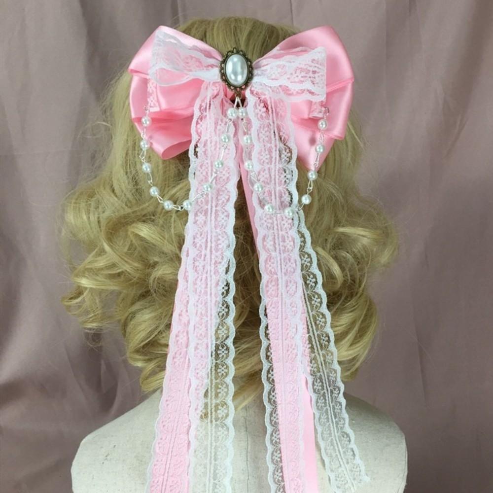 White Girls Hair Ornament Lace Bow Cosplay Headdress Cute Lolita Hair Clip Hair Accessories