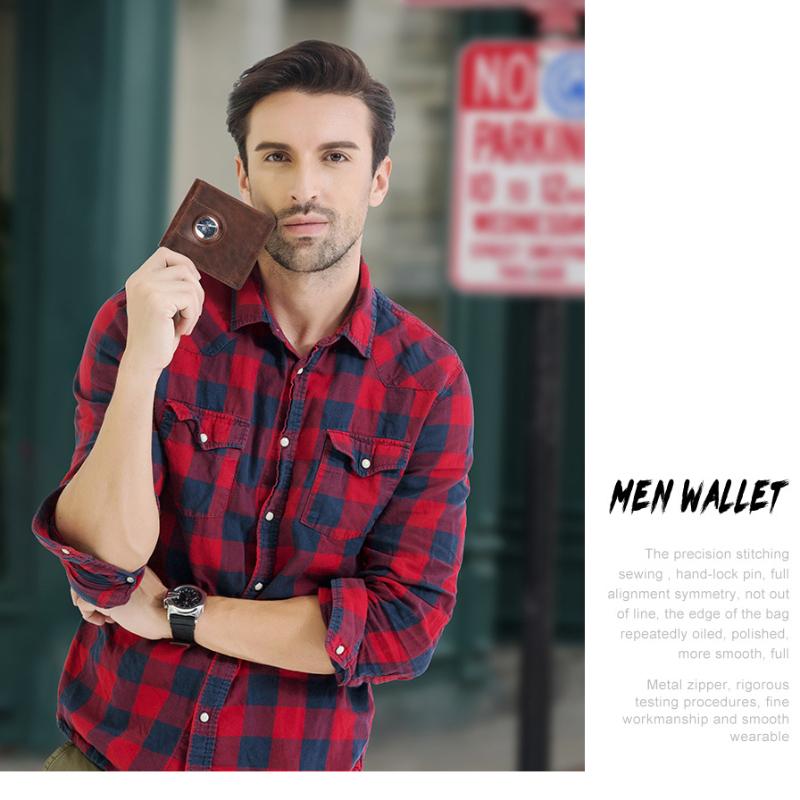 Модный мужской кошелек из натуральной кожи RFID с защитой от кражи, изысканный Airtag, зажимы для денег, интеллектуальный трекер с защитой от потерь, мужской кошелек для монет, подарки на день отца