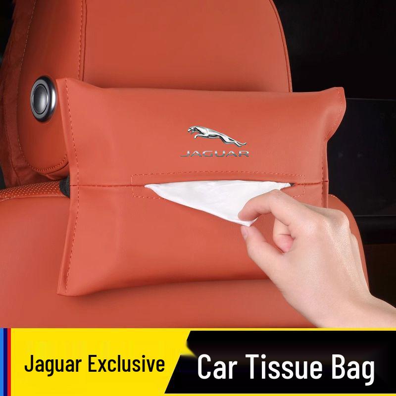 Leather Headrest Tissue Box for Jaguar XEL, XFL, F-PACE & E-PACE Cars