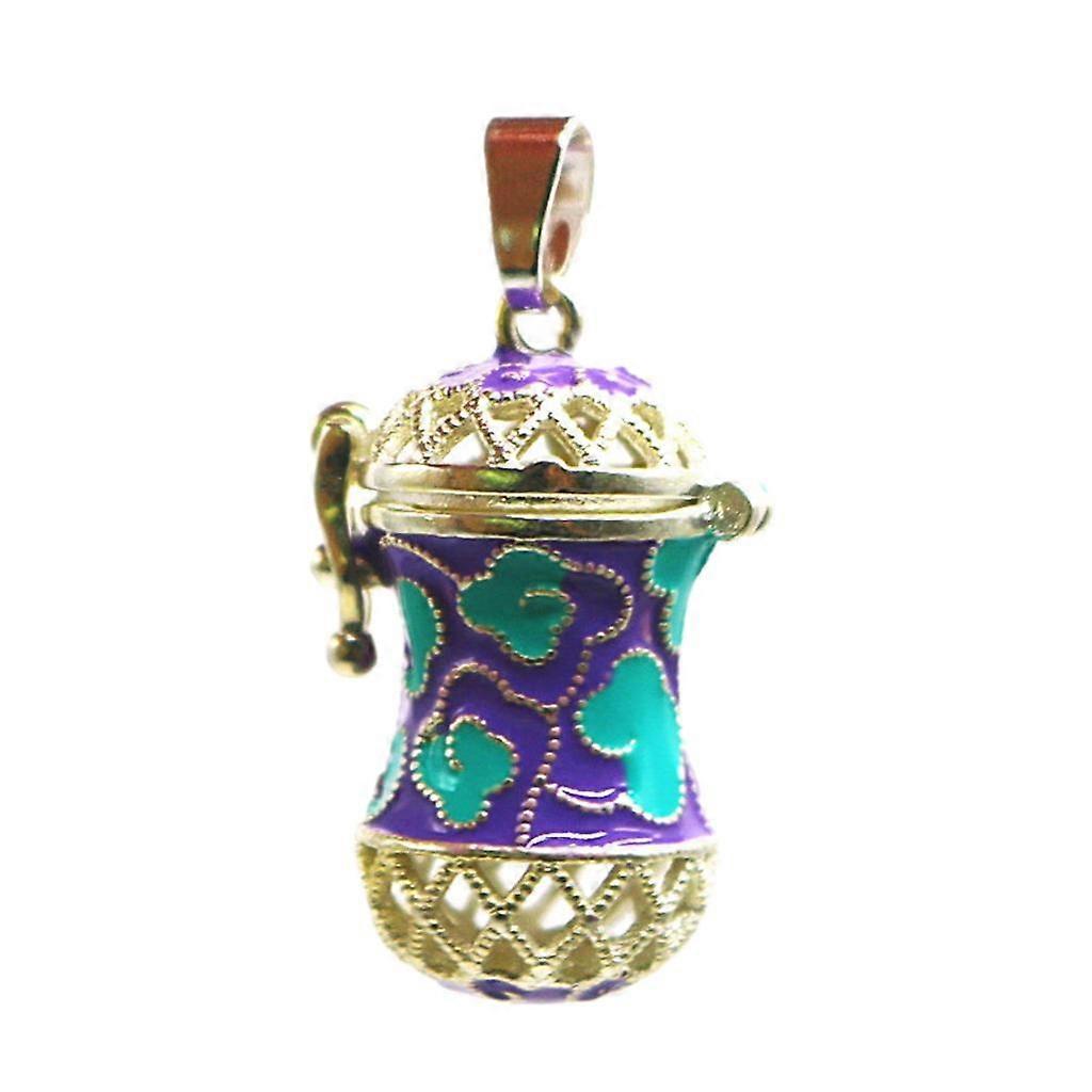 6xHollow Out Enamel Locket Perfume Oil Diffuser Pendant for Necklace Keyring 2