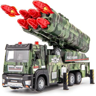 Армейские игрушки Военный грузовик с 6 запускаемыми ракетами, литыми игрушечными машинами Модели автомобилей со светом и звуками, подарок «Отойди и иди»