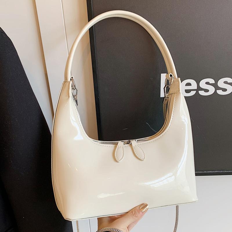 Роскошная лакированная сумка-хобо из искусственной кожи для женщин, шикарные сумки-мессенджеры с цепочкой для женщин, красный клатч для вечеринки под мышкой