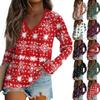 Women's Long Sleeve T-Shirt V-Neck ChristmasPrinted Casual Basic Tops