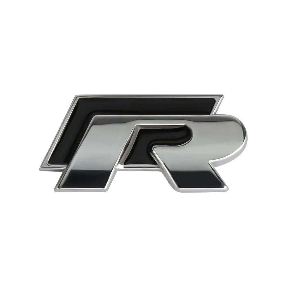 RUNTB1 1pc 3D Metal Car Front Grille Emblem Side Rear Trunk Badge Sticker for VW Rline R Logo Polo Passat B5 B7 Golf 8 7 Jetta Touareg