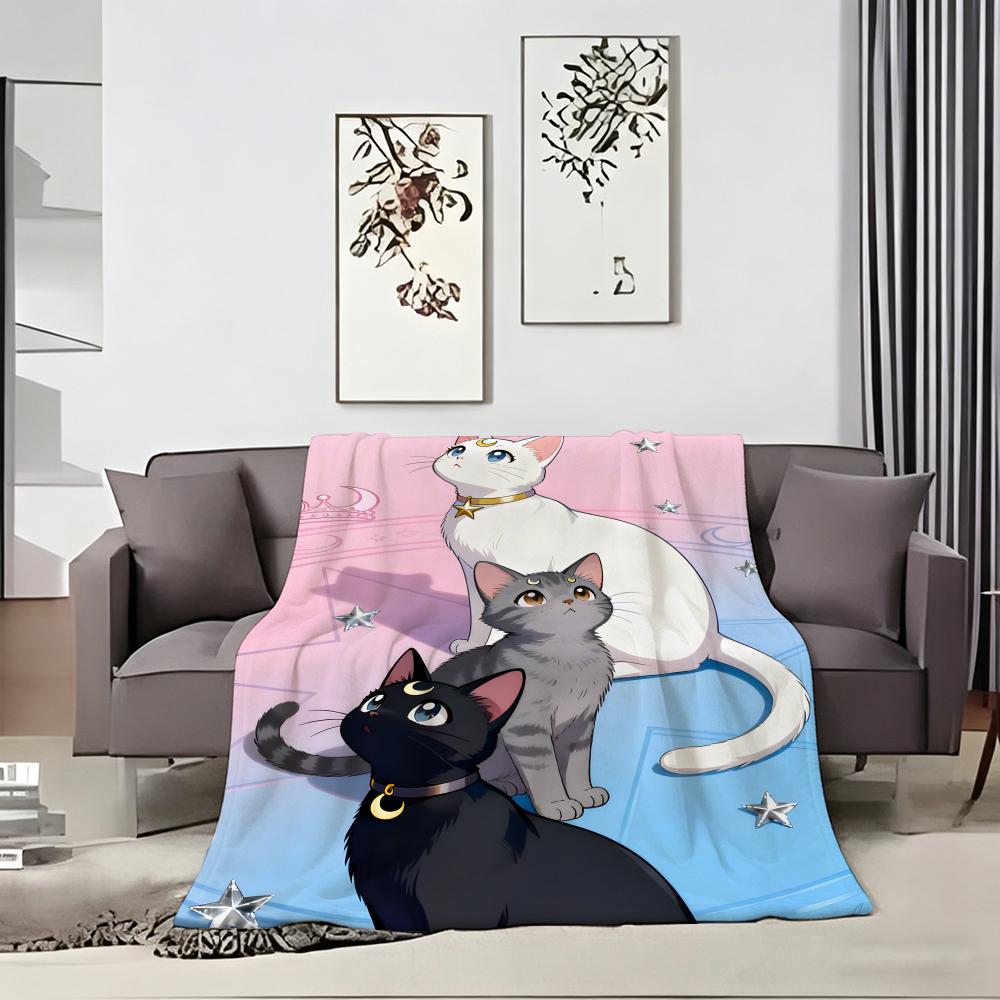 Мультяшное одеяло M-MoonS CatS, мягкое, теплое, для спальни, гостиной, кровати, путешествий, кемпинга, пикника, подарок